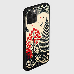 Чехол для iPhone 12 Pro Новогодние деревья и узоры, цвет: 3D-черный — фото 2