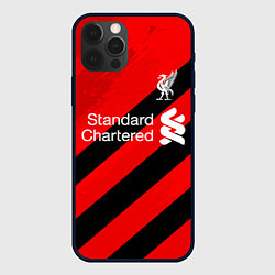 Чехол для iPhone 12 Pro Ливерпуль - красные полосы, цвет: 3D-черный