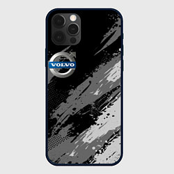Чехол для iPhone 12 Pro Volvo - монохромный серый, цвет: 3D-черный