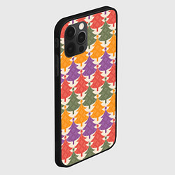 Чехол для iPhone 12 Pro Новогодние разноцветные ёлочки, цвет: 3D-черный — фото 2
