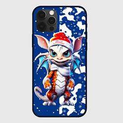 Чехол для iPhone 12 Pro Новогодний дракошка, цвет: 3D-черный