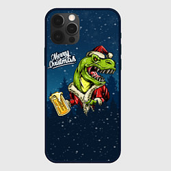 Чехол для iPhone 12 Pro Пивозавр Санта, цвет: 3D-черный