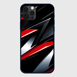 Чехол для iPhone 12 Pro Red black abstract, цвет: 3D-черный