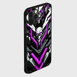 Чехол для iPhone 12 Pro Фиолетовый скелетный киберпанк доспех, цвет: 3D-черный — фото 2