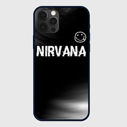 Чехол для iPhone 12 Pro Nirvana glitch на темном фоне посередине, цвет: 3D-черный