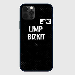 Чехол для iPhone 12 Pro Limp Bizkit glitch на темном фоне посередине, цвет: 3D-черный