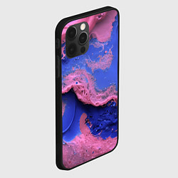 Чехол для iPhone 12 Pro Розовая пена на синей краске, цвет: 3D-черный — фото 2