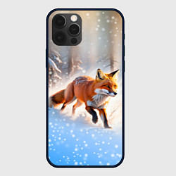 Чехол для iPhone 12 Pro Лиса на зимней охоте, цвет: 3D-черный