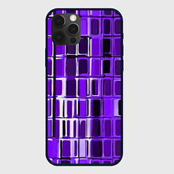 Чехол для iPhone 12 Pro Фиолетовые прямоугольники, цвет: 3D-черный