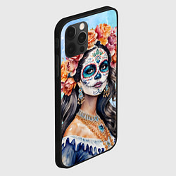 Чехол для iPhone 12 Pro Катрина калавера санта муерте, цвет: 3D-черный — фото 2