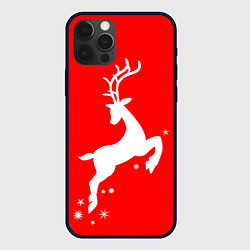 Чехол для iPhone 12 Pro Рождественский олень Red and white, цвет: 3D-черный