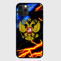 Чехол для iPhone 12 Pro Россия наша страна герб шторм, цвет: 3D-черный