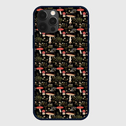 Чехол для iPhone 12 Pro Goblincore - мухоморы, цвет: 3D-черный