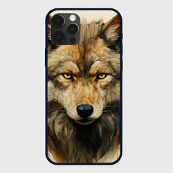 Чехол для iPhone 12 Pro Волк в стиле диаграмм Давинчи, цвет: 3D-черный