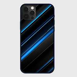 Чехол для iPhone 12 Pro Синий узор абстракции, цвет: 3D-черный