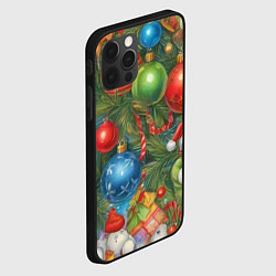 Чехол для iPhone 12 Pro Новогодний принт на елке, цвет: 3D-черный — фото 2