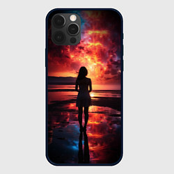 Чехол для iPhone 12 Pro Девушка на закате - космос, цвет: 3D-черный