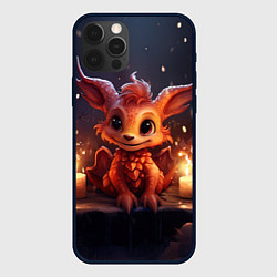 Чехол для iPhone 12 Pro Новогодний дракон у свечей, цвет: 3D-черный