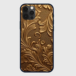 Чехол для iPhone 12 Pro Золотые узоры абстракт, цвет: 3D-черный