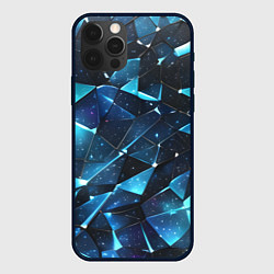 Чехол для iPhone 12 Pro Синее разбитое стекло, цвет: 3D-черный
