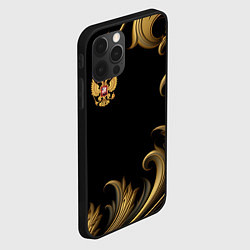 Чехол для iPhone 12 Pro Герб России и золотистый узор, цвет: 3D-черный — фото 2