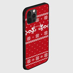 Чехол для iPhone 12 Pro Новогодний свитер с драконами, цвет: 3D-черный — фото 2