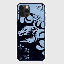Чехол для iPhone 12 Pro Дракон со снежинками, цвет: 3D-черный