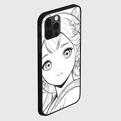 Чехол для iPhone 12 Pro Портрет девушки аниме карандашом, цвет: 3D-черный — фото 2