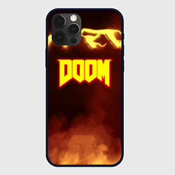 Чехол для iPhone 12 Pro Doom storm огненное лого, цвет: 3D-черный