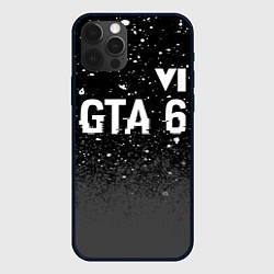 Чехол для iPhone 12 Pro GTA 6 glitch на темном фоне посередине, цвет: 3D-черный