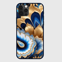 Чехол для iPhone 12 Pro Королевский синий с золотом, цвет: 3D-черный