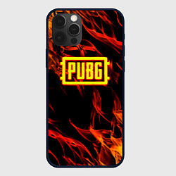 Чехол для iPhone 12 Pro Battlegrounds flame, цвет: 3D-черный