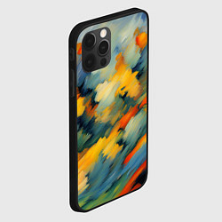Чехол для iPhone 12 Pro Жёлтые и синие мазки, цвет: 3D-черный — фото 2