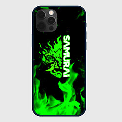 Чехол для iPhone 12 Pro Samurai green fire toxic, цвет: 3D-черный