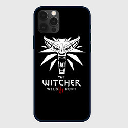 Чехол для iPhone 12 Pro The Witcher белое лого гейм, цвет: 3D-черный