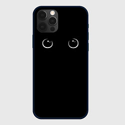 Чехол для iPhone 12 Pro Кошачьи глаза во тьме, цвет: 3D-черный