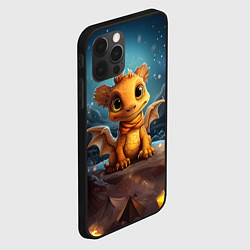 Чехол для iPhone 12 Pro Новогодний дракон смотрит на снег, цвет: 3D-черный — фото 2