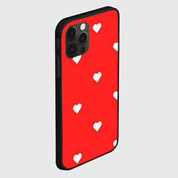 Чехол для iPhone 12 Pro Белые сердца на красном фоне, цвет: 3D-черный — фото 2