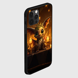 Чехол для iPhone 12 Pro Дракон в желтых фонариках, цвет: 3D-черный — фото 2