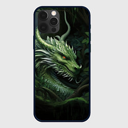 Чехол для iPhone 12 Pro Яркий зеленый дракон 2024, цвет: 3D-черный