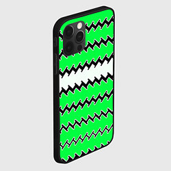 Чехол для iPhone 12 Pro Белые и зелёные полосы, цвет: 3D-черный — фото 2