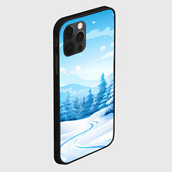 Чехол для iPhone 12 Pro Снежный лес, цвет: 3D-черный — фото 2