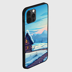 Чехол для iPhone 12 Pro Лесной зимний домик, цвет: 3D-черный — фото 2