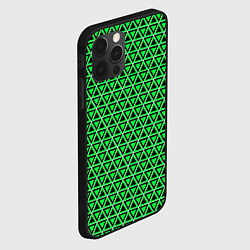 Чехол для iPhone 12 Pro Зелёные и чёрные треугольники, цвет: 3D-черный — фото 2