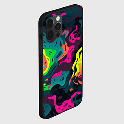 Чехол для iPhone 12 Pro Яркие кислотные разноцветные пятна в виде камуфляж, цвет: 3D-черный — фото 2
