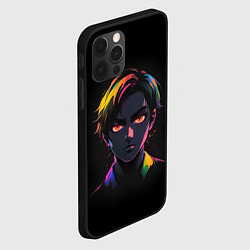 Чехол для iPhone 12 Pro Аниме портрет парня с красными глазами, цвет: 3D-черный — фото 2