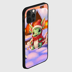 Чехол для iPhone 12 Pro Милый маленький дракон у рождественского домика, цвет: 3D-черный — фото 2