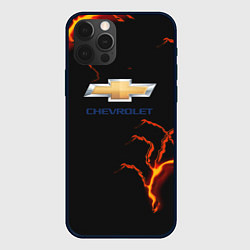 Чехол для iPhone 12 Pro Chevrolet лого шторм, цвет: 3D-черный