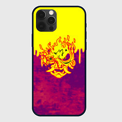Чехол для iPhone 12 Pro Cyberpunk огненное лого самурая, цвет: 3D-черный