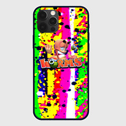 Чехол для iPhone 12 Pro Worms true colors, цвет: 3D-черный
